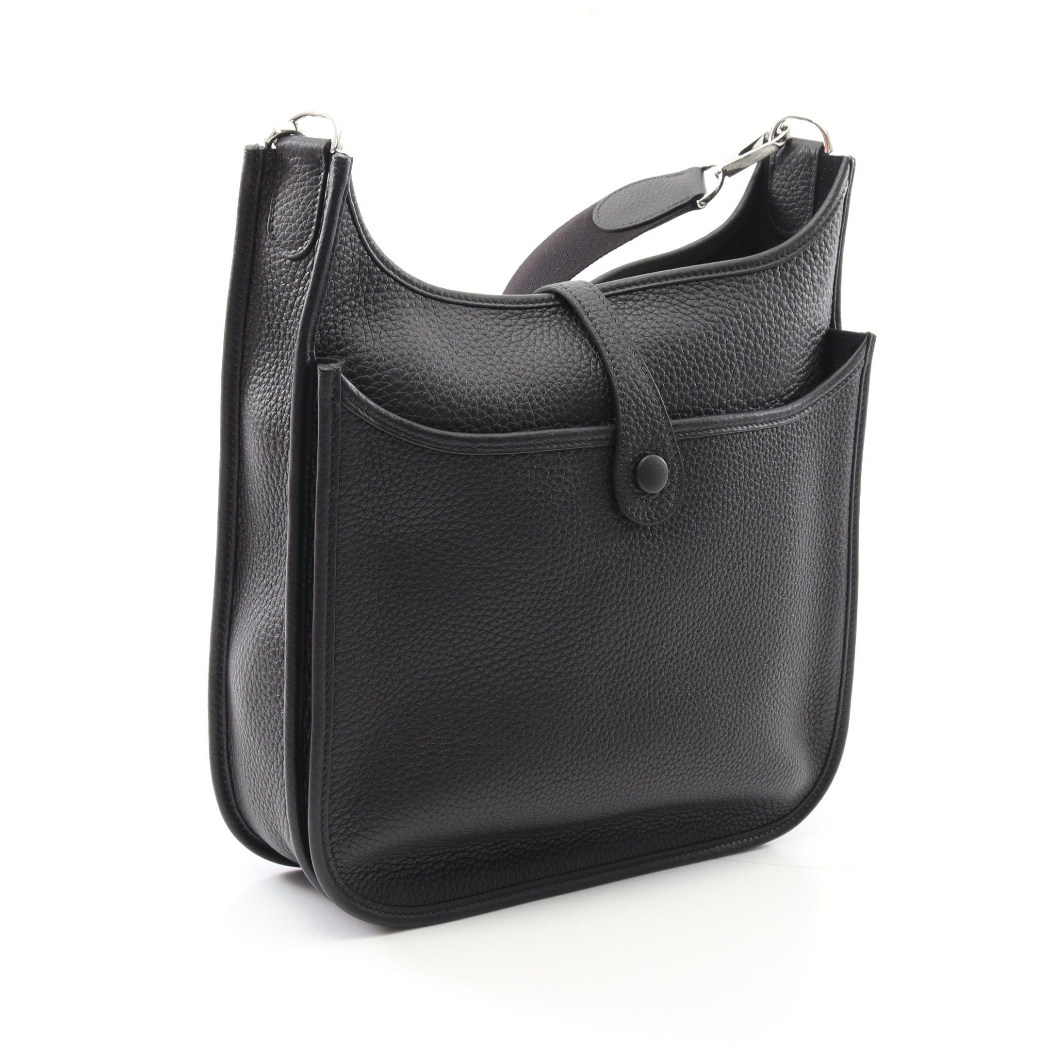 Hermes Hermes Evelyn 3 Troyes Pm Shoulder Bag Clemence Leather Black Silver Hardware Double Engraved Size ONE SIZE - 2 Thumbnail