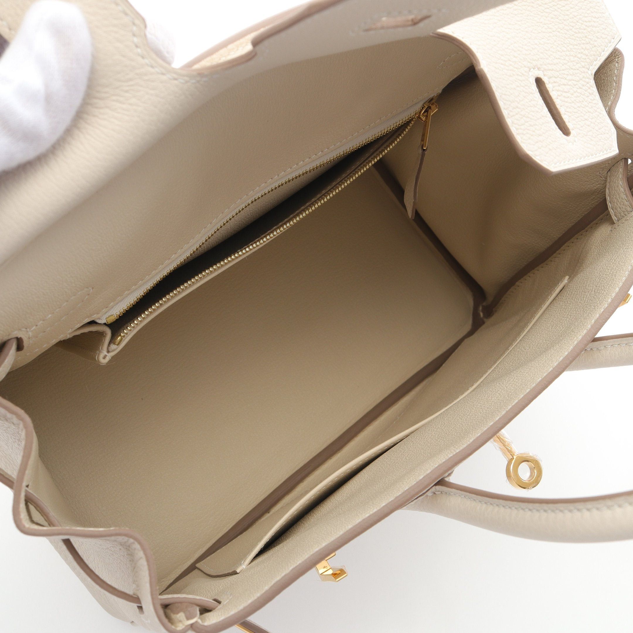 Hermes Hermes Birkin 25 Kure Handbag Togo Ivory Gold Hardware Double Engraved Size ONE SIZE - 3 Thumbnail