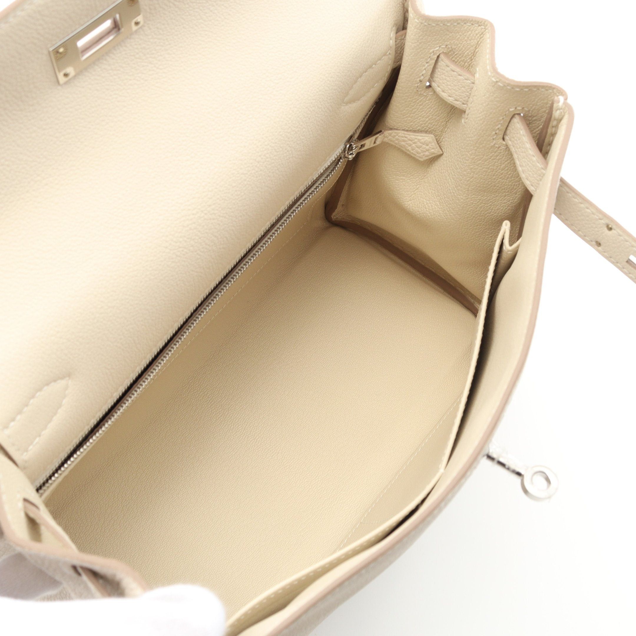 Hermes Hermes Kelly28 Kure Handbag Togo Off White Silver Hardware Inner Stitch Double Engraved Size ONE SIZE - 3 Thumbnail