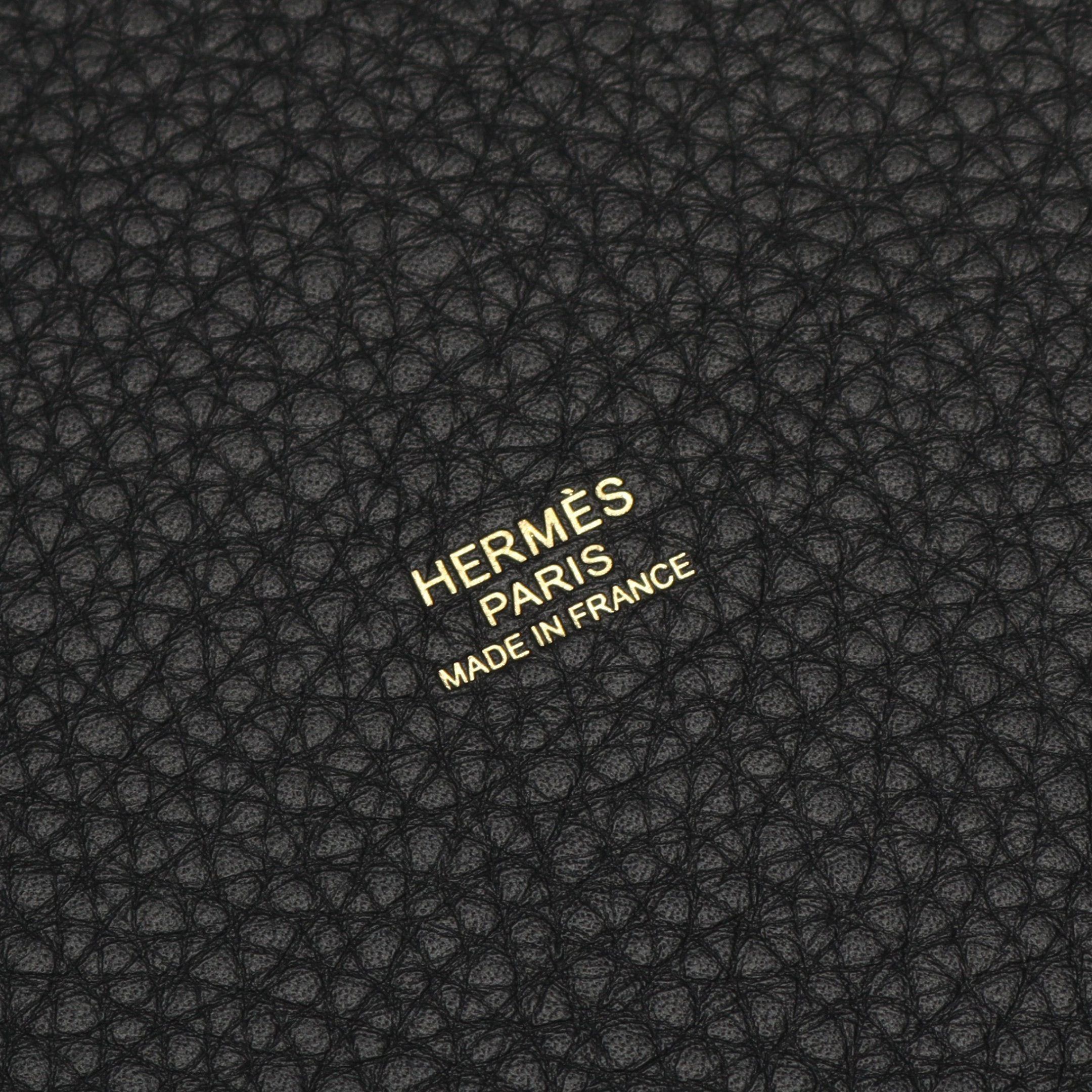Hermes Hermes Picotane Lock Mm Handbag Clemence Leather Black Gold Hardware Double Engraved Size ONE SIZE - 4 Thumbnail