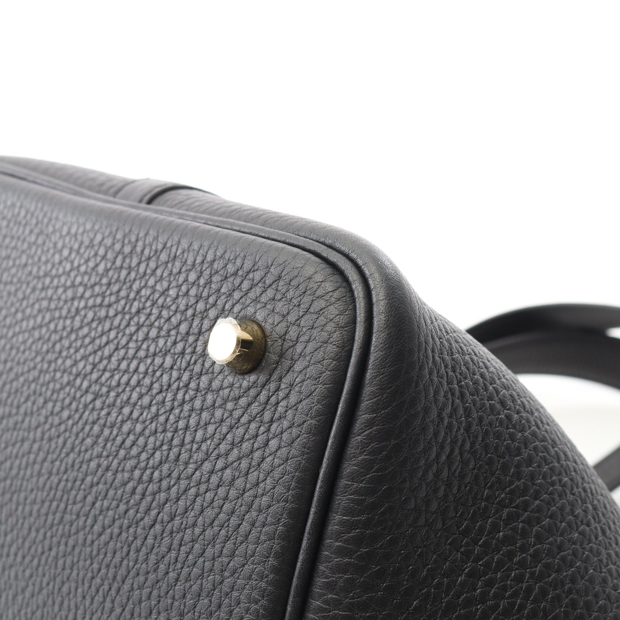 Hermes Hermes Picotane Lock Mm Handbag Clemence Leather Black Gold Hardware Double Engraved Size ONE SIZE - 6 Thumbnail