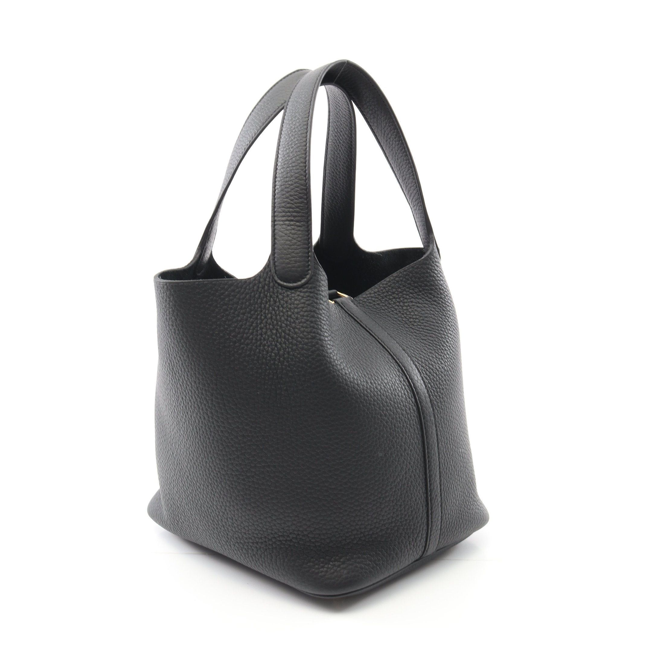 Hermes Hermes Picotane Lock Mm Handbag Clemence Leather Black Gold Hardware Double Engraved Size ONE SIZE - 2 Thumbnail