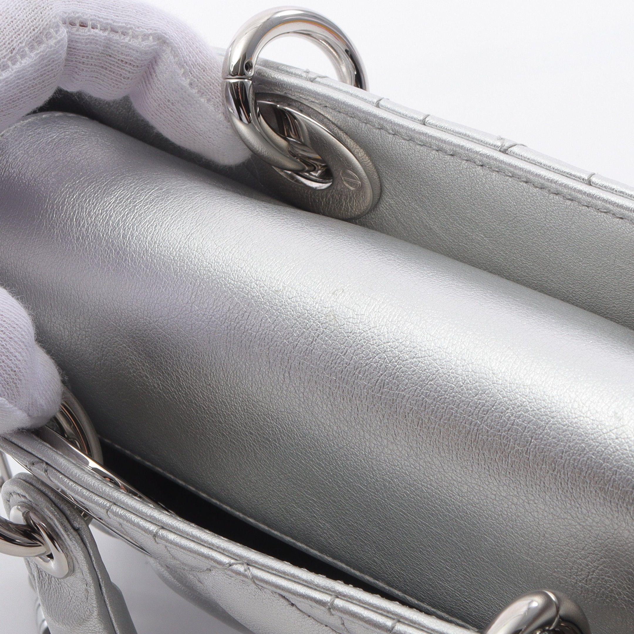Dior Dior Lady Bag Small Handbag Leather Silver Size ONE SIZE - 5 Thumbnail