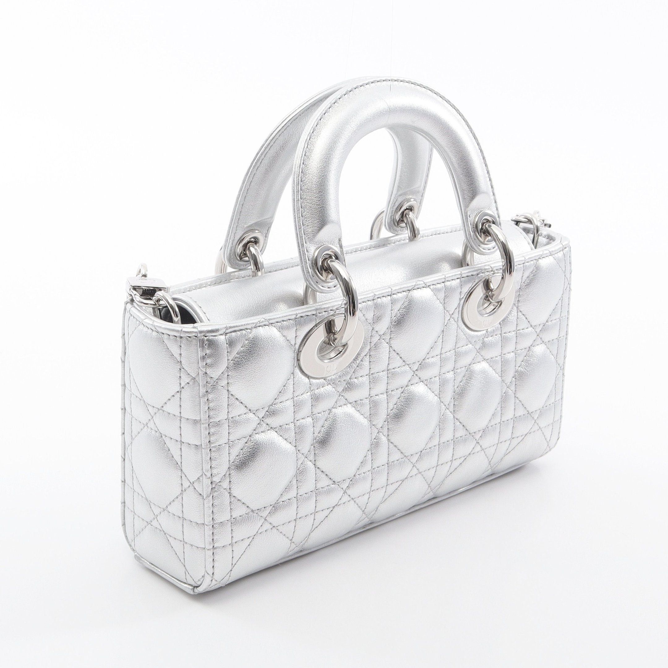 Dior Dior Lady Bag Small Handbag Leather Silver Size ONE SIZE - 2 Thumbnail