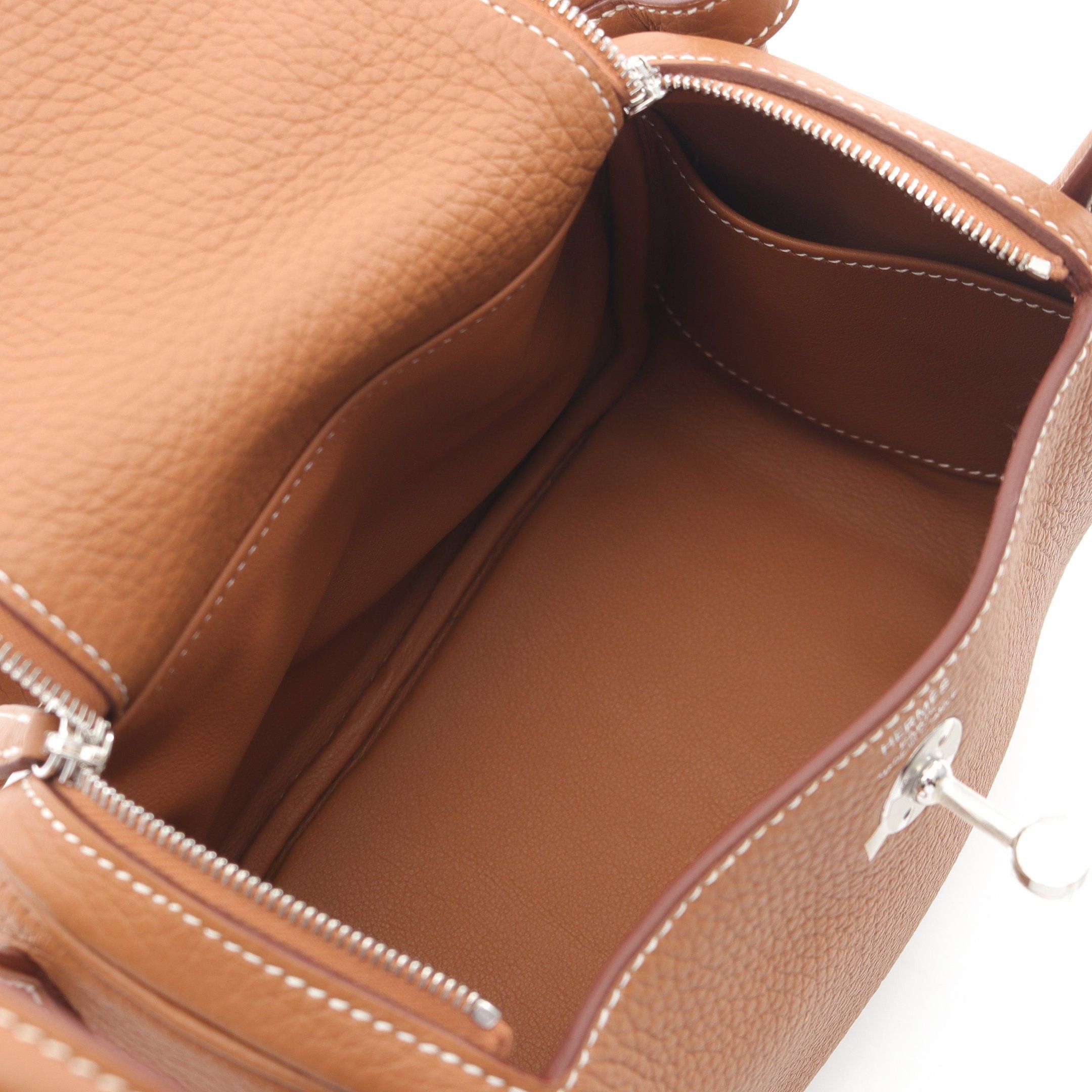 Hermes Hermes Lindy Mini Gold Shoulder Bag Clemence Leather Light Brown Silver Hardware K Stamp Size ONE SIZE - 3 Thumbnail