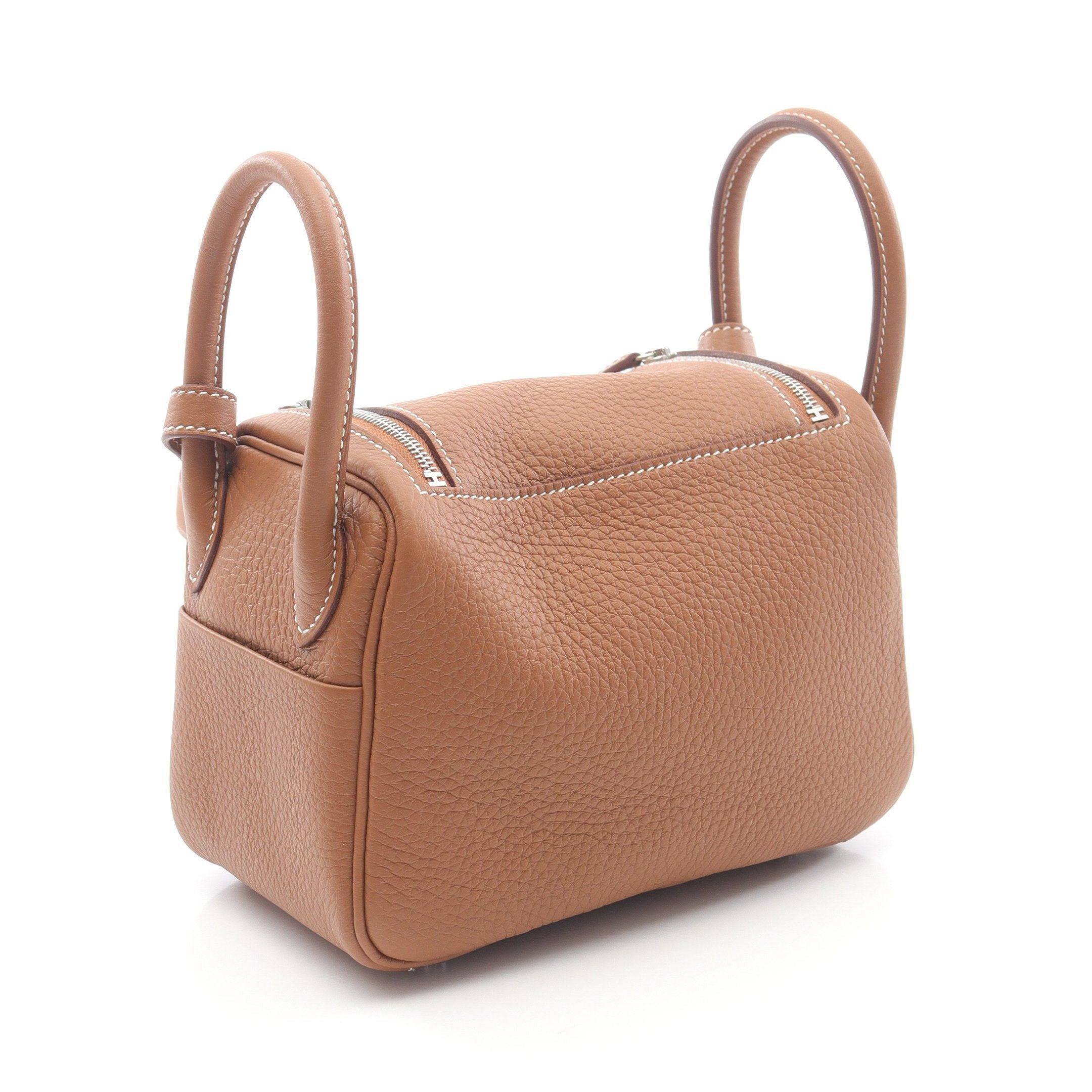 Hermes Hermes Lindy Mini Gold Shoulder Bag Clemence Leather Light Brown Silver Hardware K Stamp Size ONE SIZE - 2 Thumbnail