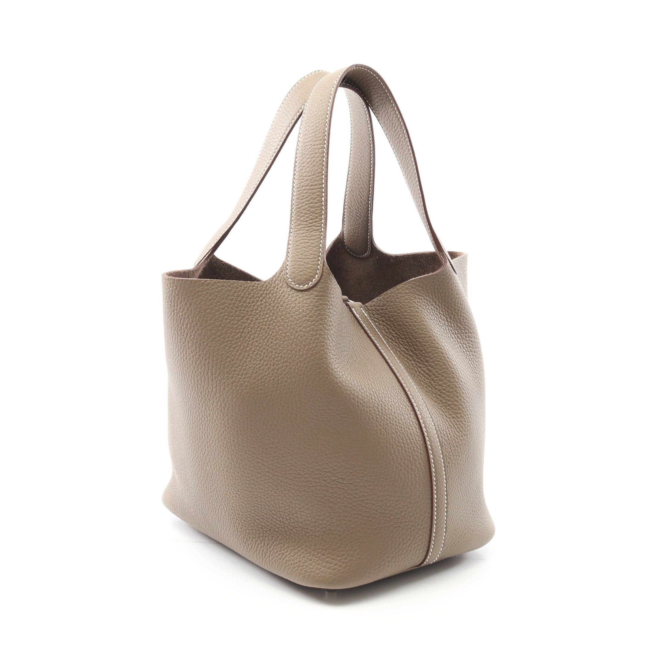 Hermes Hermes Picotane Lock Mm Handbag Clemence Leather Gray Brown Silver Hardware K Stamp Size ONE SIZE - 2 Thumbnail