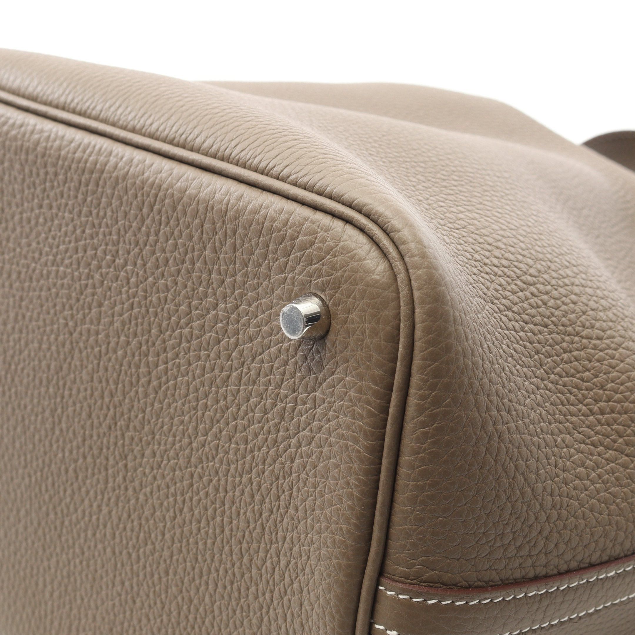 Hermes Hermes Picotane Lock Mm Handbag Clemence Leather Gray Brown Silver Hardware K Stamp Size ONE SIZE - 6 Thumbnail