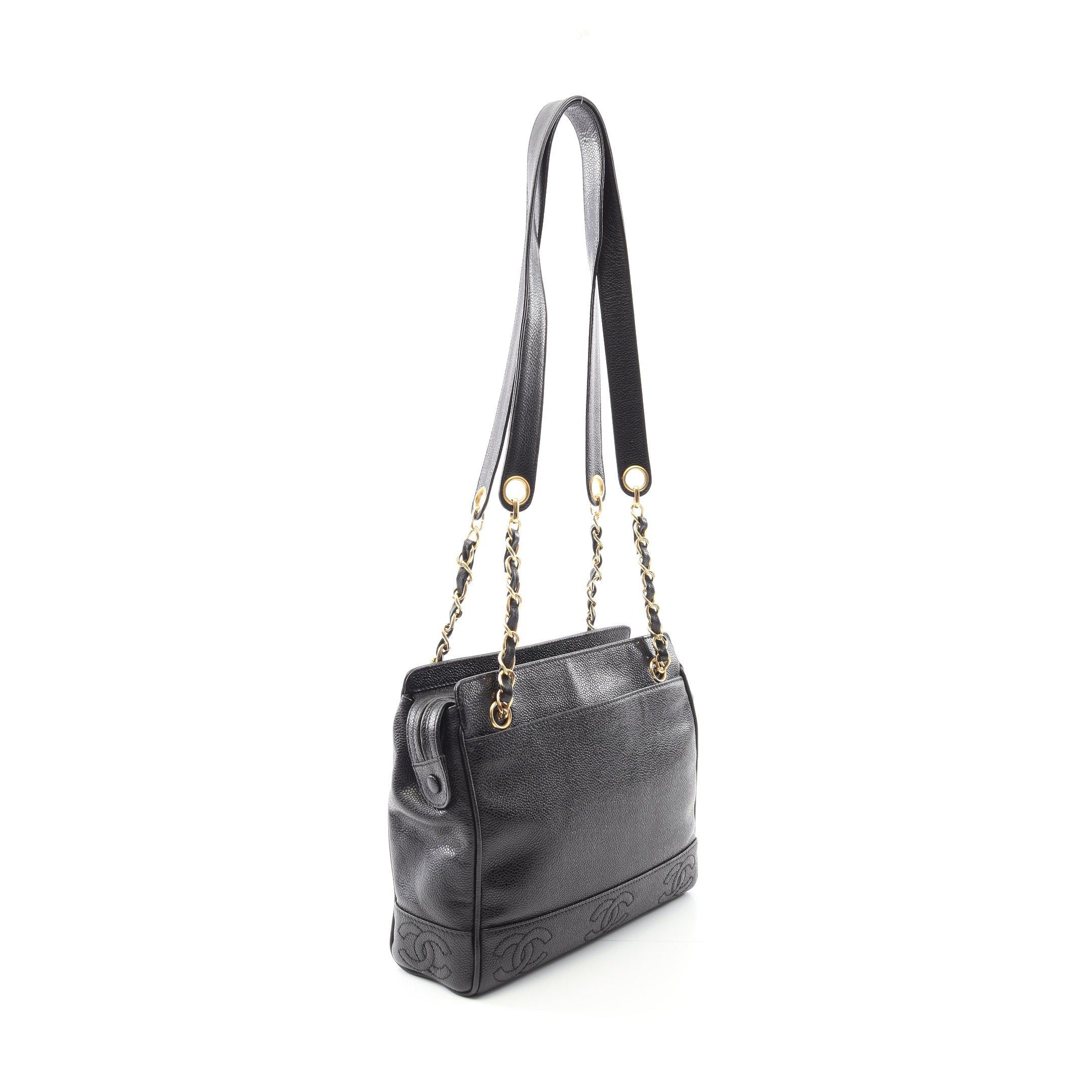 Chanel Chanel Triple Coco Chain Shoulder Bag Tote Caviar Skin Black Gold Hardware Size ONE SIZE - 2 Thumbnail