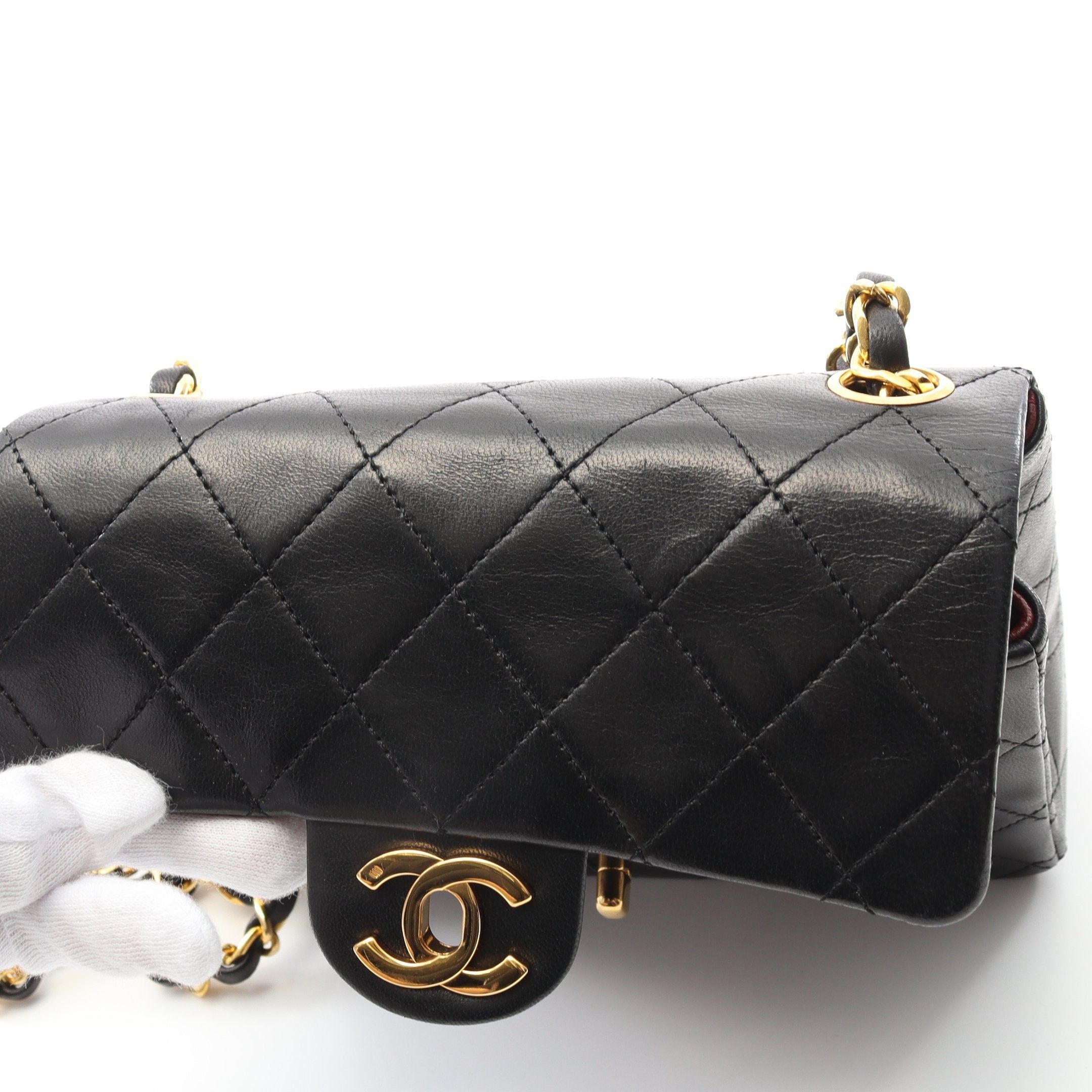 Chanel Chanel Mini Matelasse Chain Shoulder Bag Lambskin Black Gold Hardware Size ONE SIZE - 8 Thumbnail
