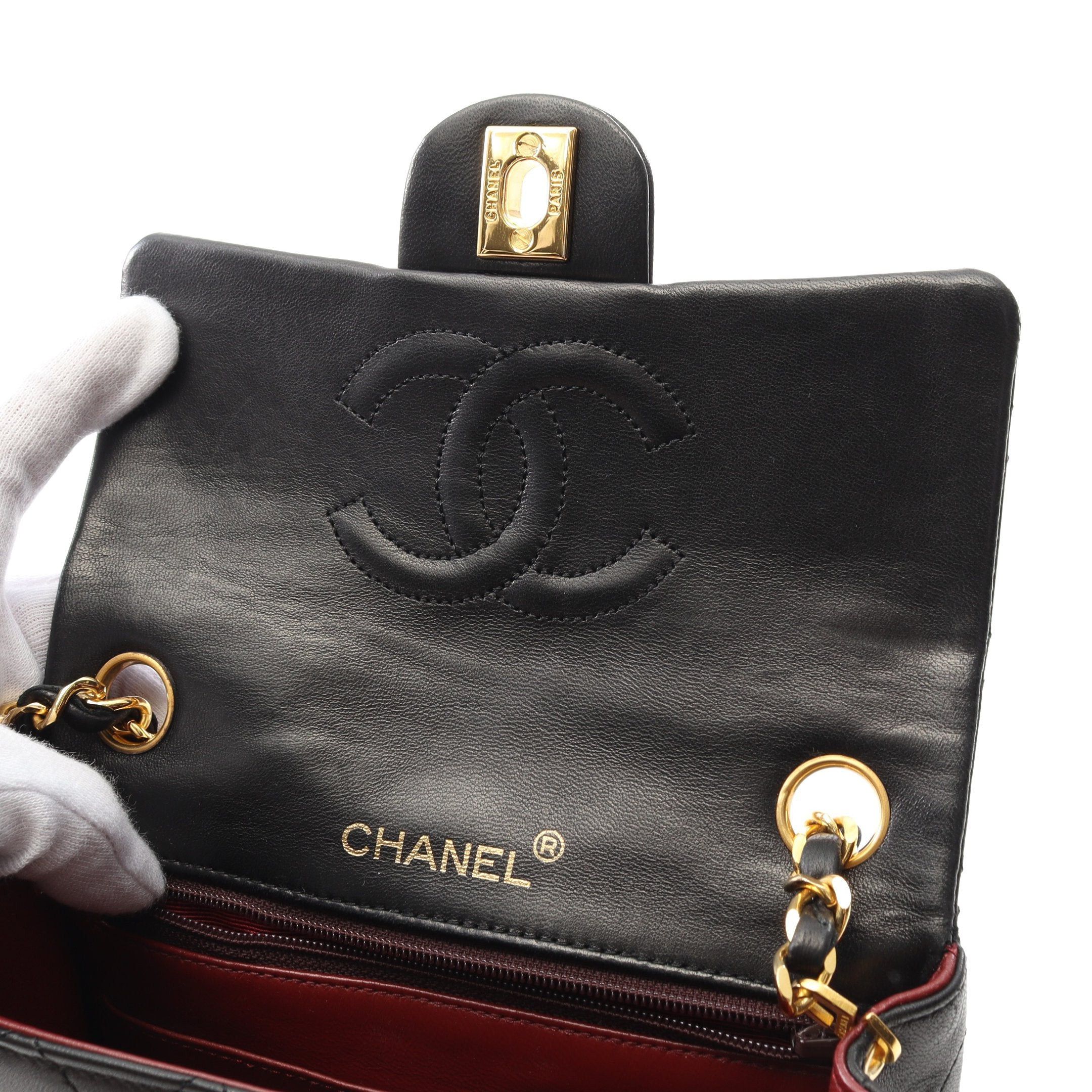 Chanel Chanel Mini Matelasse Chain Shoulder Bag Lambskin Black Gold Hardware Size ONE SIZE - 7 Thumbnail