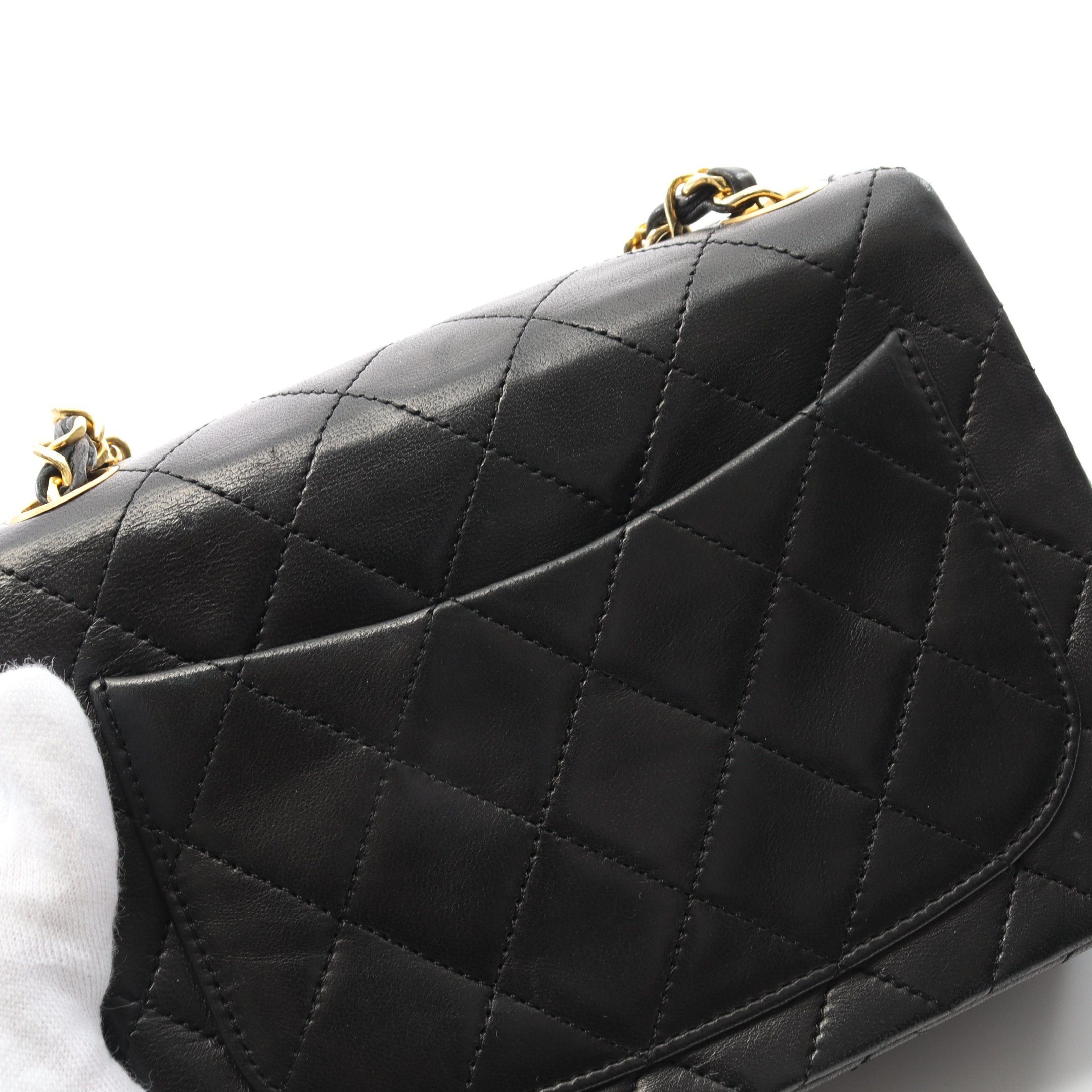Chanel Chanel Mini Matelasse Chain Shoulder Bag Lambskin Black Gold Hardware Size ONE SIZE - 10 Thumbnail