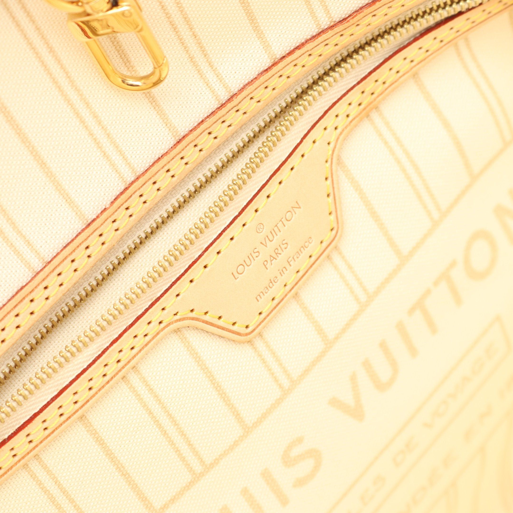 Louis Vuitton Louis Vuitton Neverfull Mm Damier Azur Shoulder Bag Tote Leather White Size ONE SIZE - 4 Thumbnail