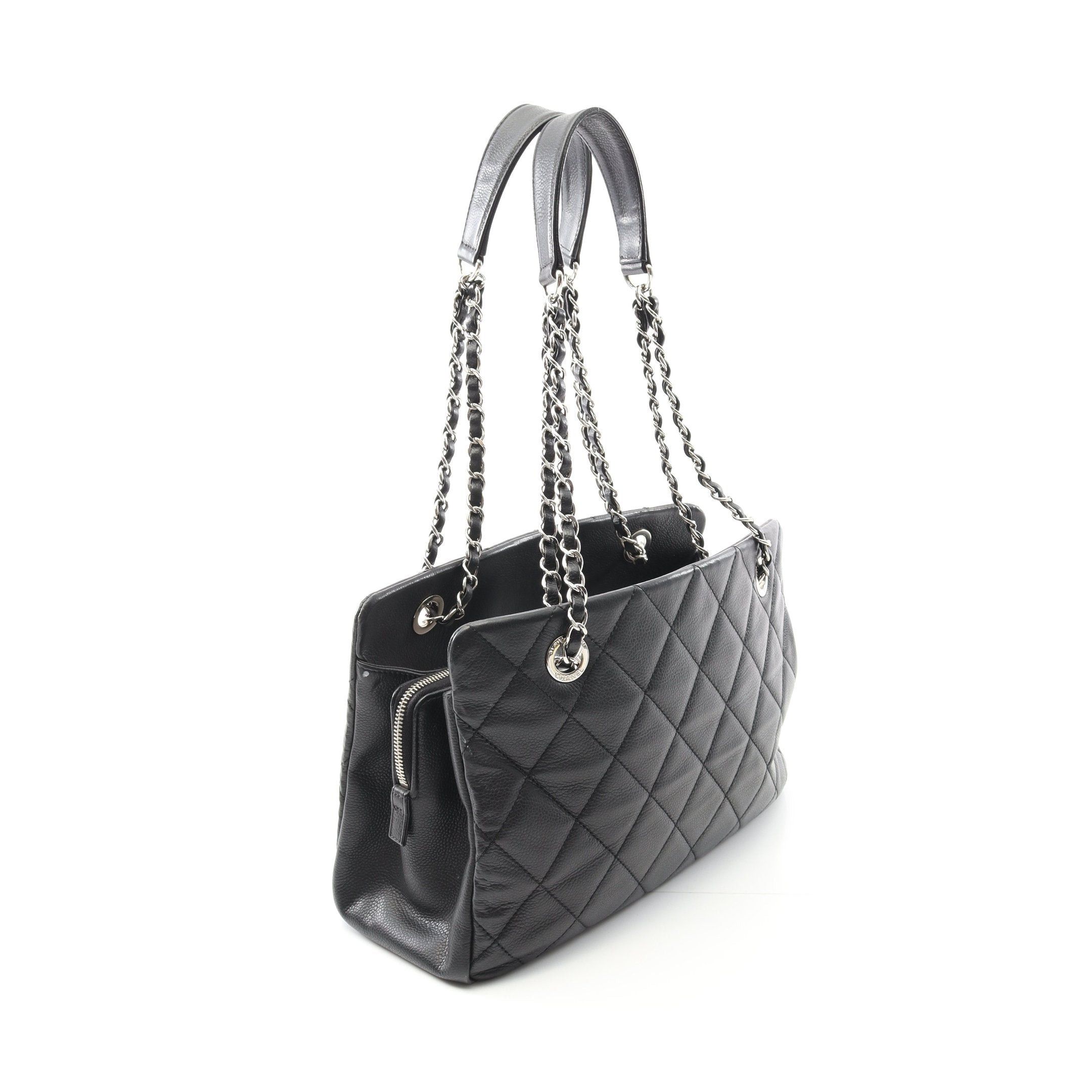 Chanel Chanel Coco Mark Chain Shoulder Bag Tote Caviar Skin Black Silver Hardware Size ONE SIZE - 2 Thumbnail