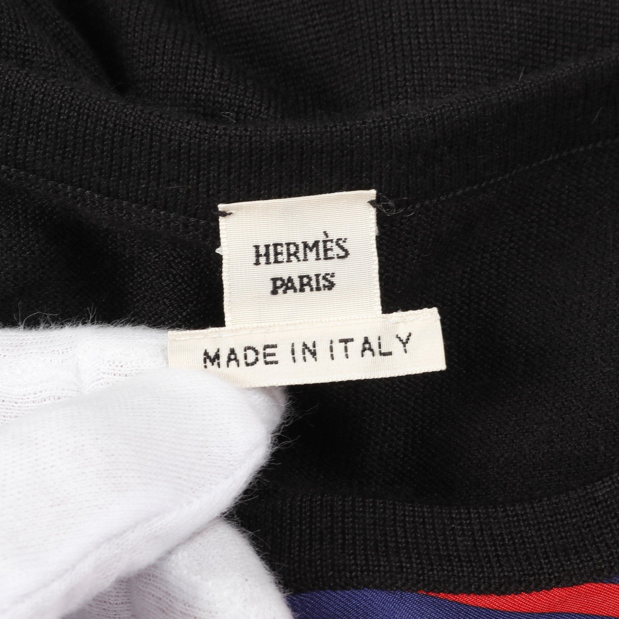 Hermes Hermes Knit Dress Cashmere Silk Black Red Blue Color-Block Size ONE SIZE - 3 Thumbnail