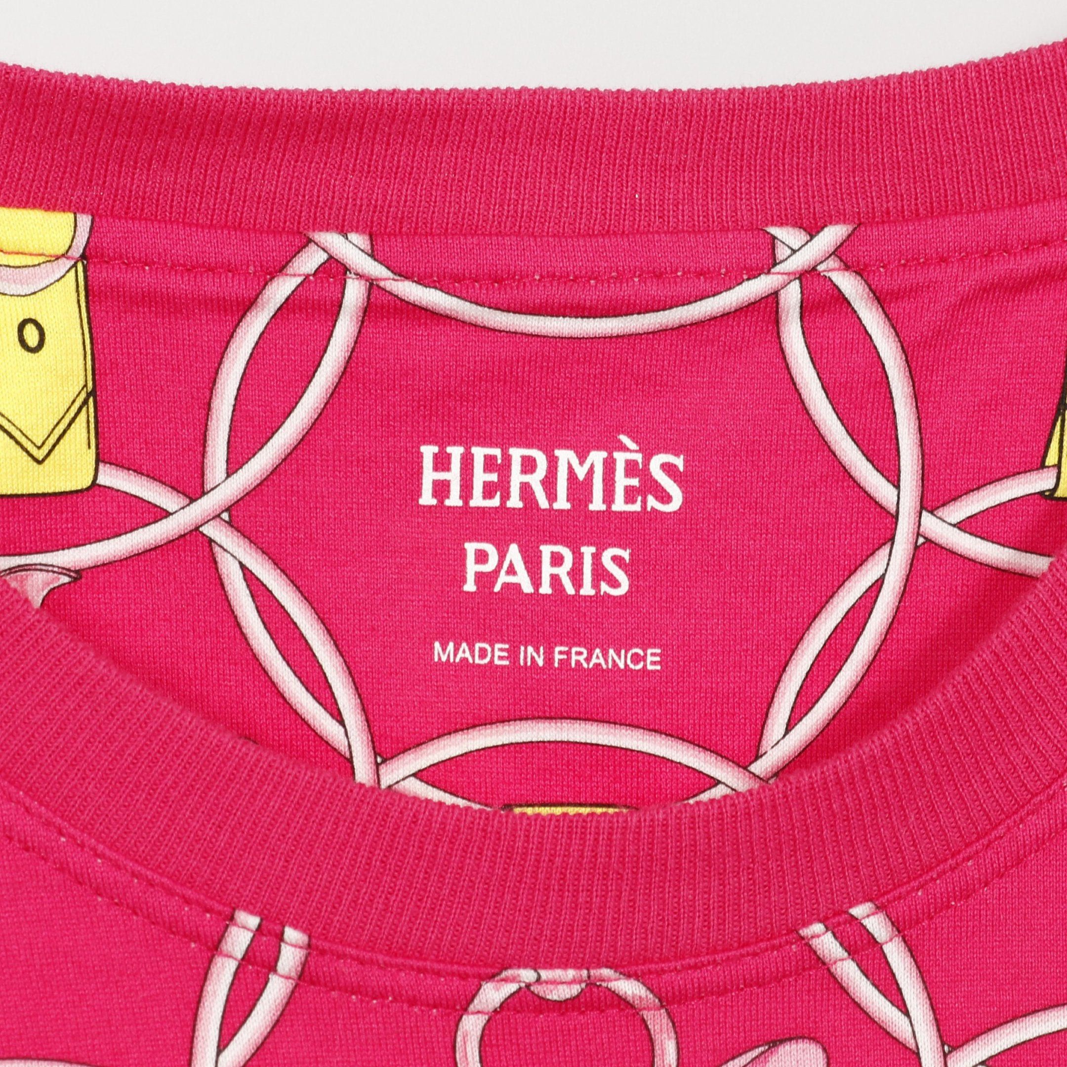 Hermes Hermes La Promenade Du Matin T-Shirt One Piece Cotton Pink Yellow Size ONE SIZE - 3 Thumbnail