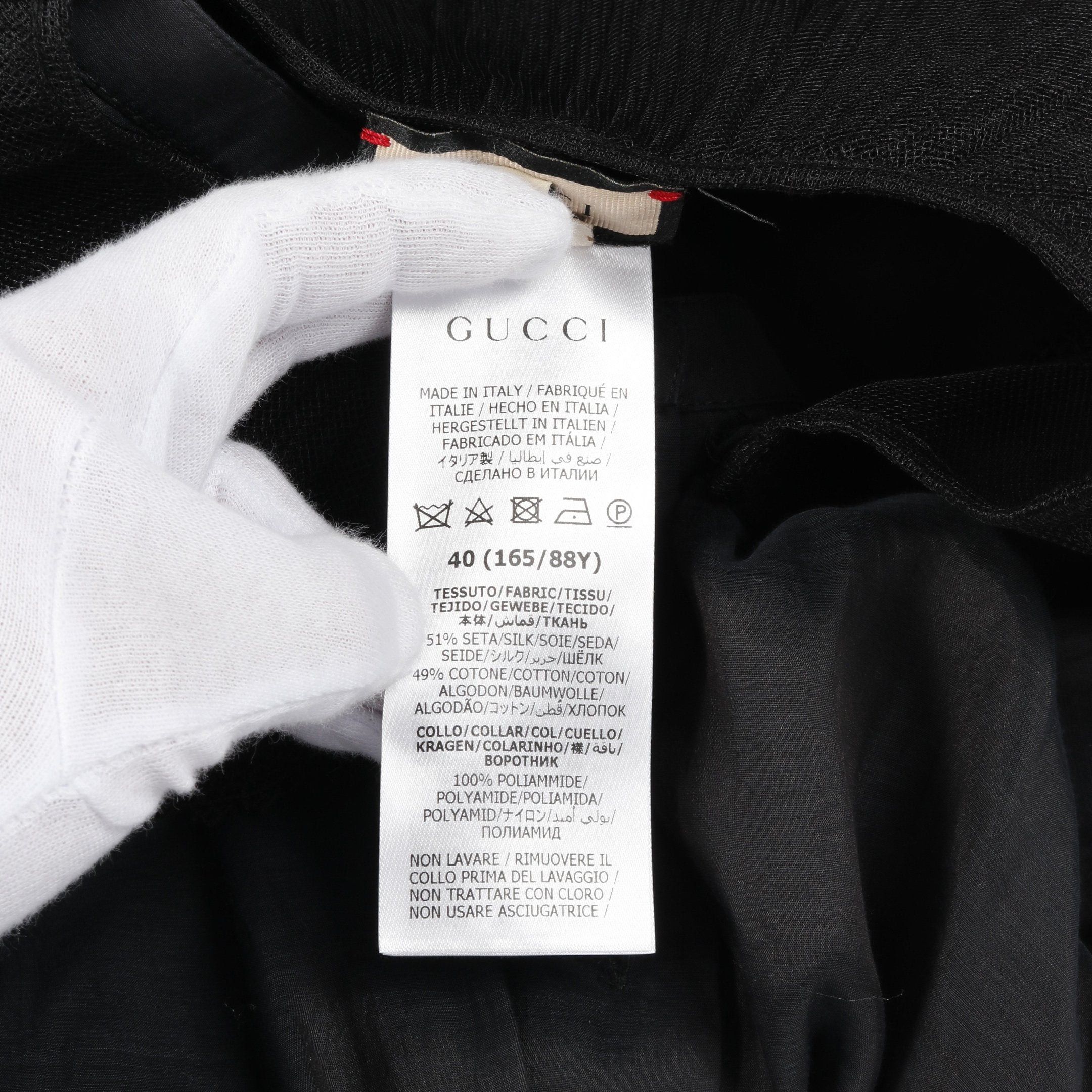 Gucci Gucci Chiffon Blouse Silk Cotton Black Size ONE SIZE - 4 Thumbnail