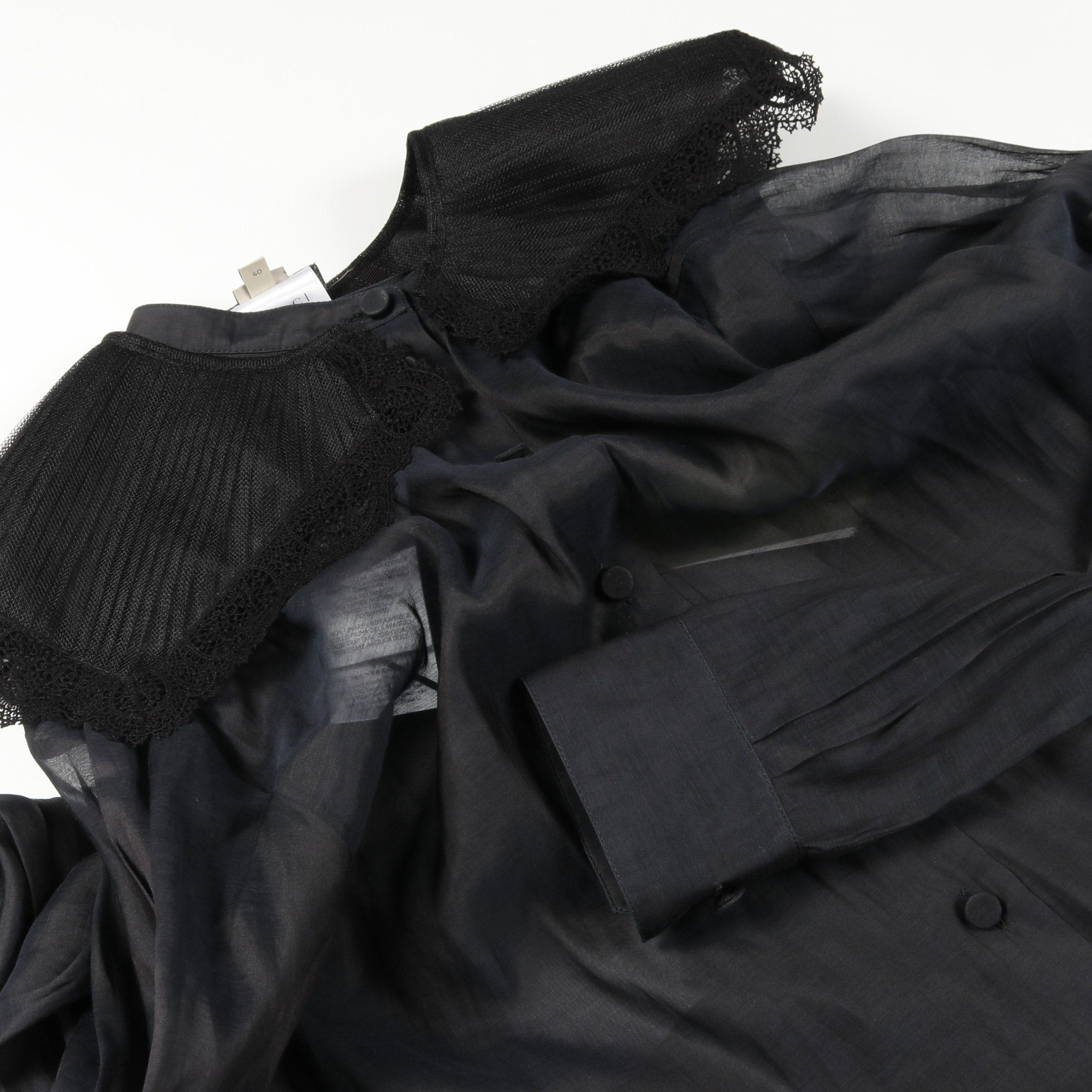 Gucci Gucci Chiffon Blouse Silk Cotton Black Size ONE SIZE - 5 Thumbnail