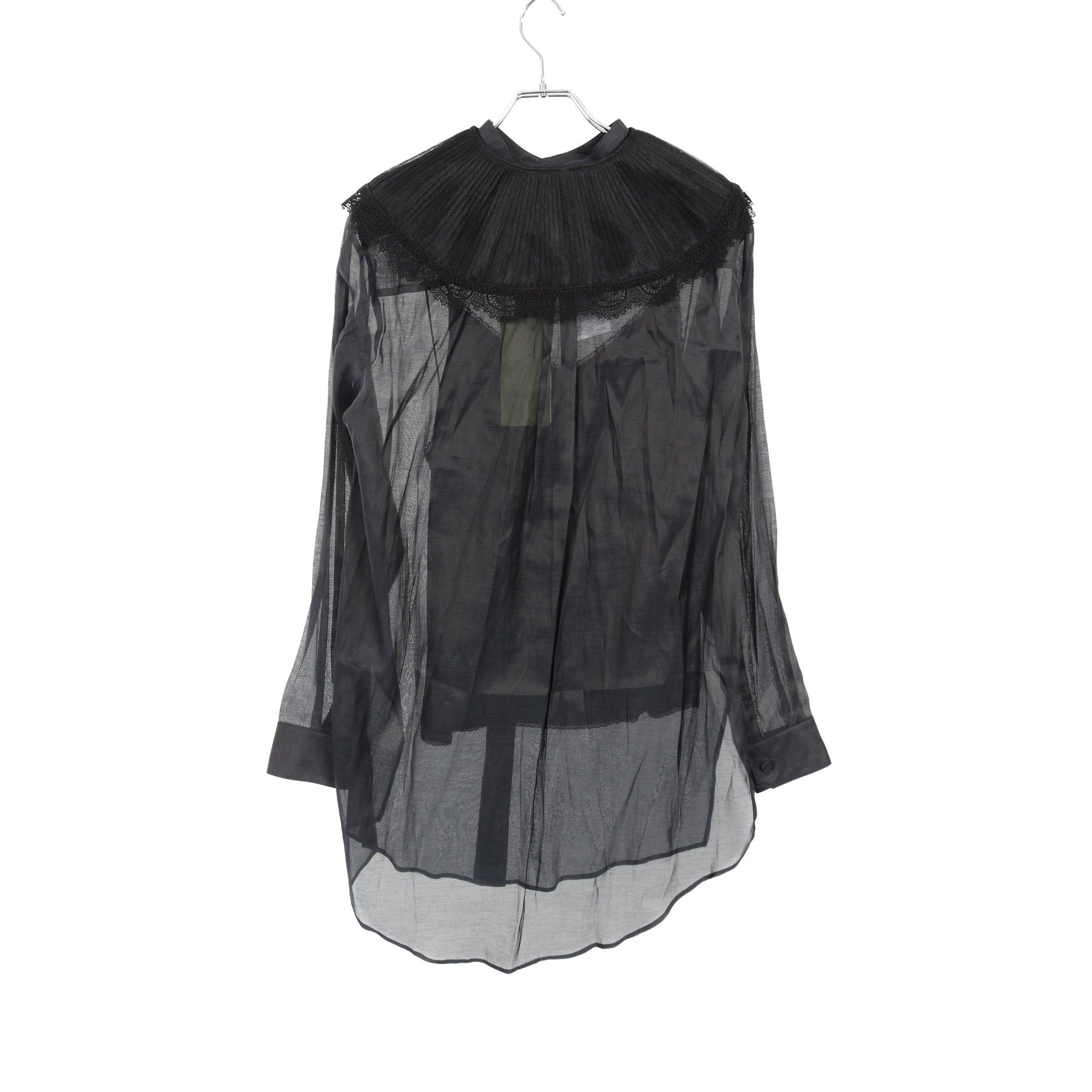Gucci Gucci Chiffon Blouse Silk Cotton Black Size ONE SIZE - 2 Thumbnail