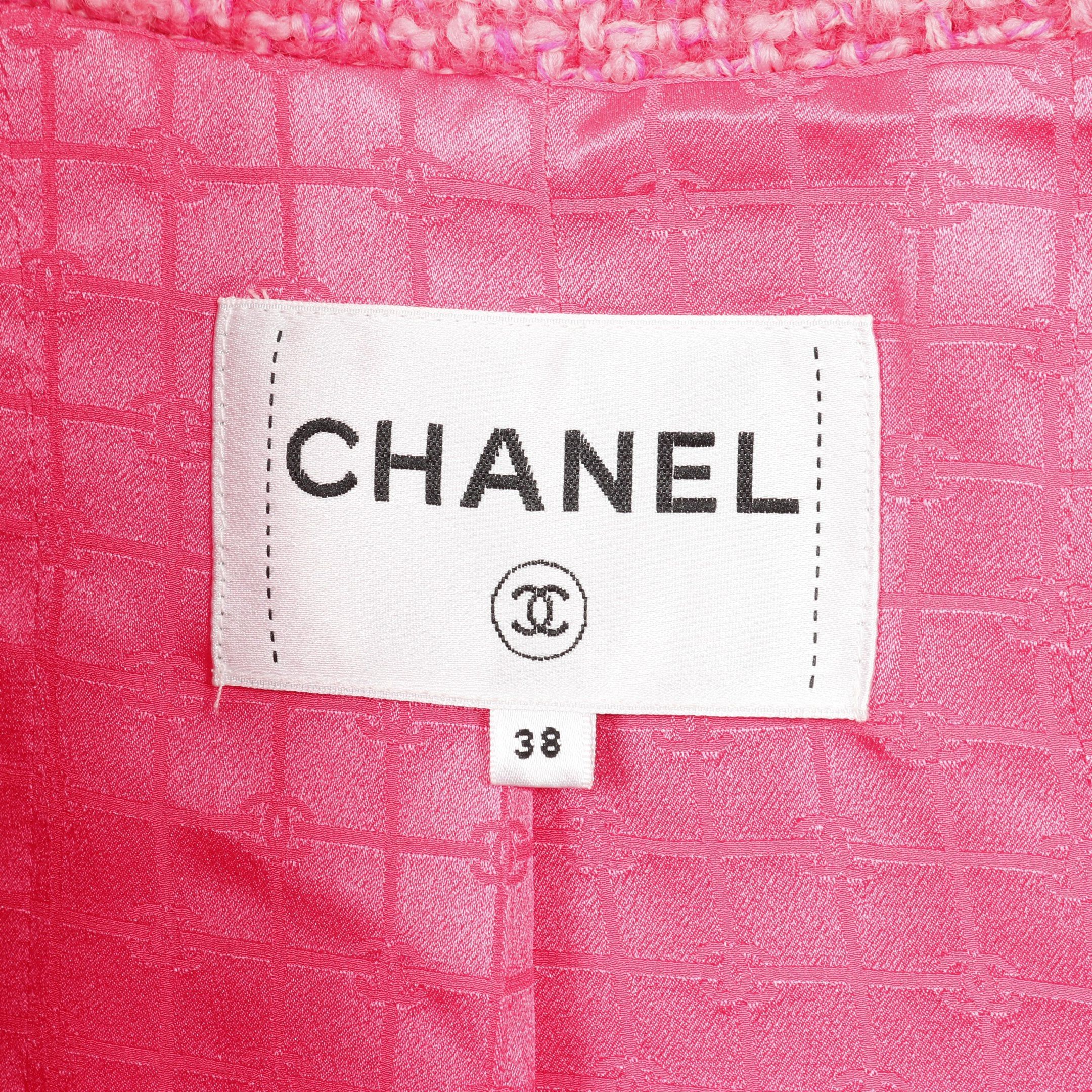 Chanel Chanel Cocomark Button Tweed Jacket Wool Pink Size ONE SIZE - 3 Thumbnail