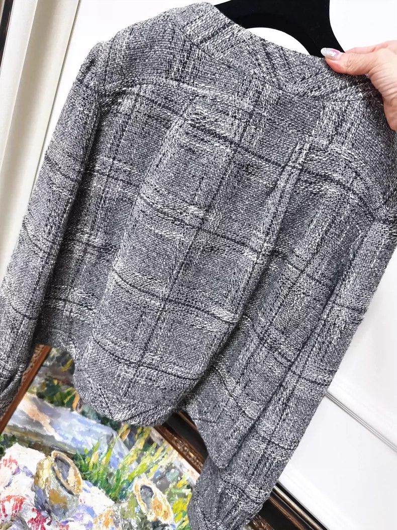 Chanel Chanel Gray Ruffled French Style Jacket Size M / US 6-8 / IT 42-44 - 3 Thumbnail