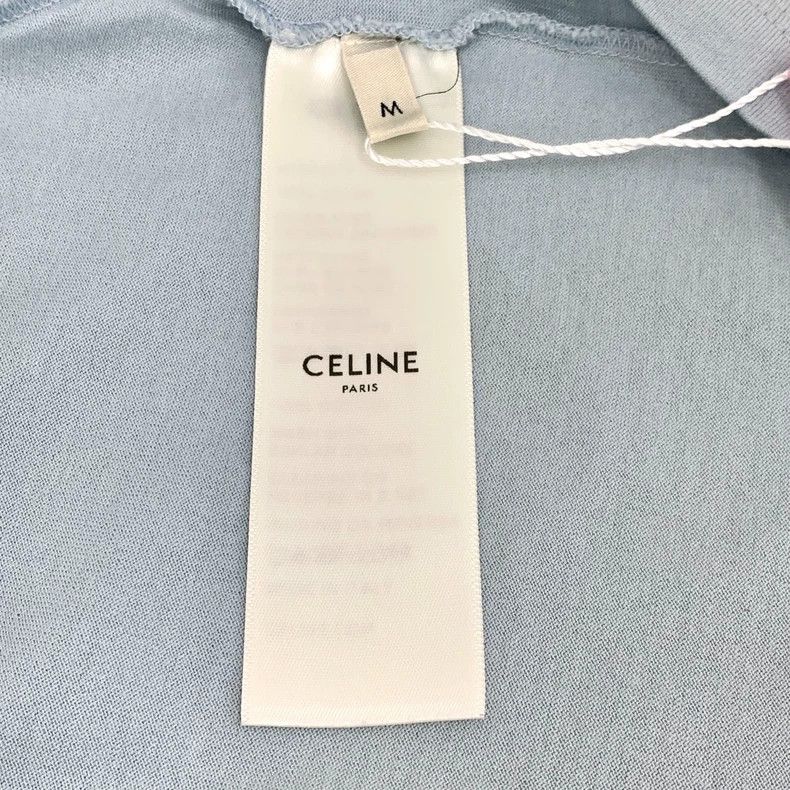 Celine Celine Light Blue Letter Print Cotton T-Shirt Size M / US 6-8 / IT 42-44 - 7 Thumbnail