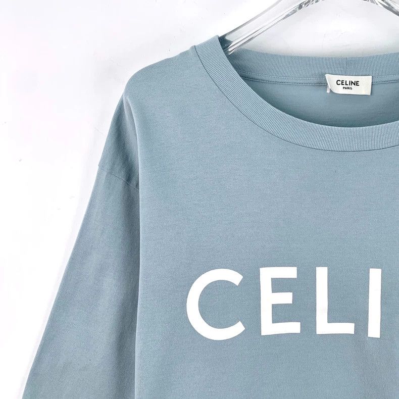 Celine Celine Light Blue Letter Print Cotton T-Shirt Size M / US 6-8 / IT 42-44 - 3 Thumbnail