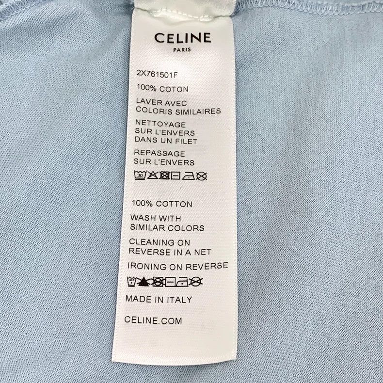 Celine Celine Light Blue Letter Print Cotton T-Shirt Size M / US 6-8 / IT 42-44 - 8 Thumbnail