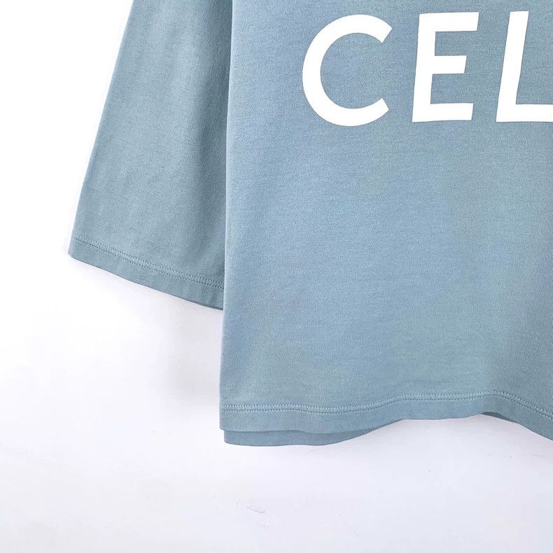 Celine Celine Light Blue Letter Print Cotton T-Shirt Size M / US 6-8 / IT 42-44 - 5 Thumbnail