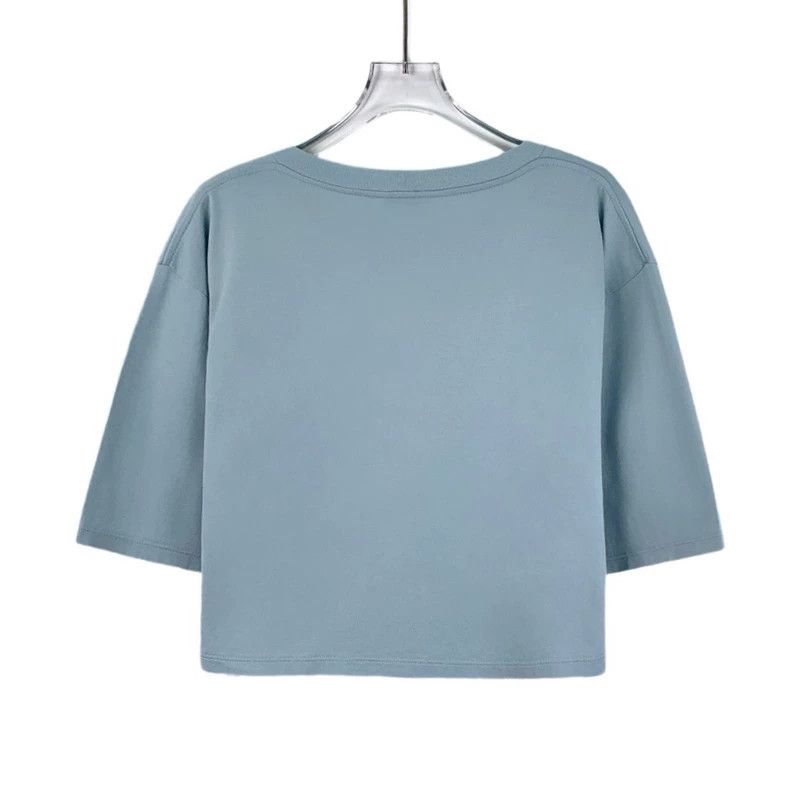 Celine Celine Light Blue Letter Print Cotton T-Shirt Size M / US 6-8 / IT 42-44 - 2 Thumbnail