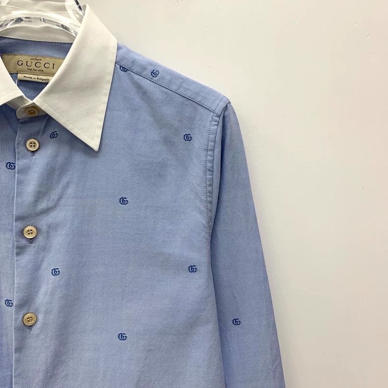 Gucci Gucci Light Blue Cotton Long Sleeve Shirt Size XS / US 0-2 / IT 36-38 - 3 Thumbnail