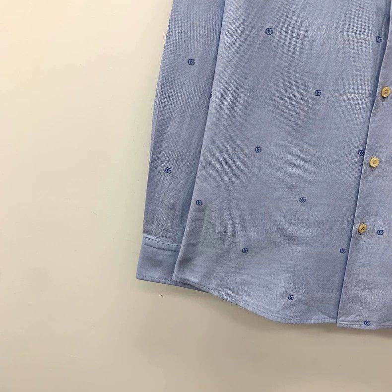Gucci Gucci Light Blue Cotton Long Sleeve Shirt Size XS / US 0-2 / IT 36-38 - 4 Thumbnail