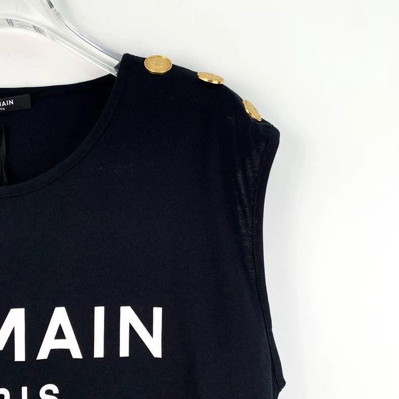 Balmain Balmain Black Logo Cotton Casual Tank Top Size M / US 6-8 / IT 42-44 - 3 Thumbnail