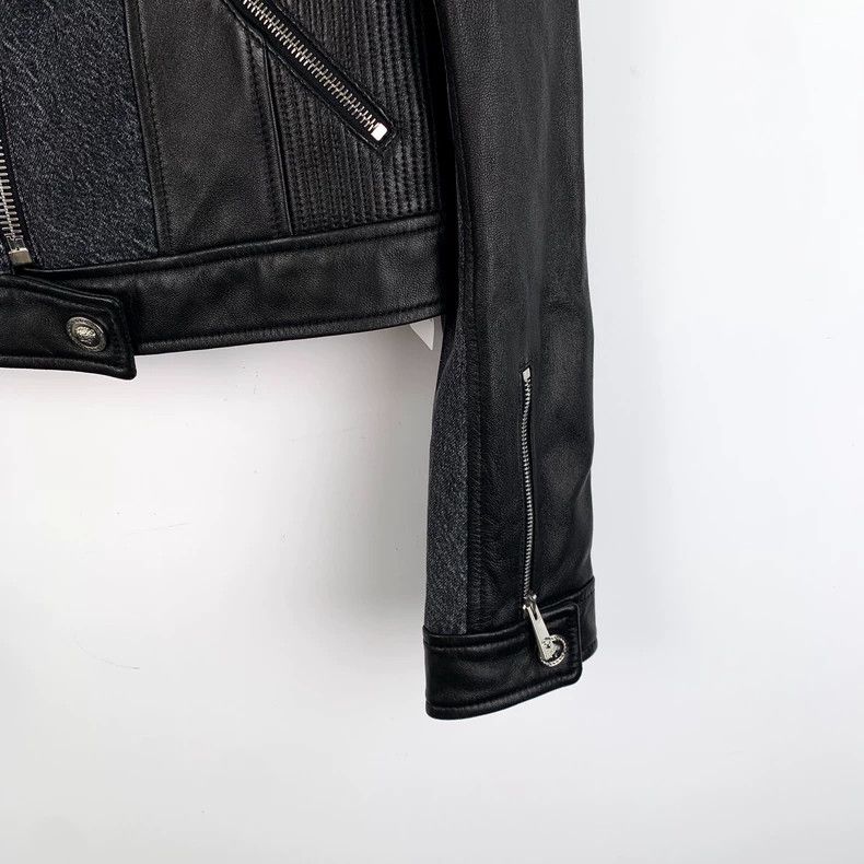 Versace Versace Black Leather Zip Long Sleeve Jacket Size M / US 6-8 / IT 42-44 - 4 Thumbnail