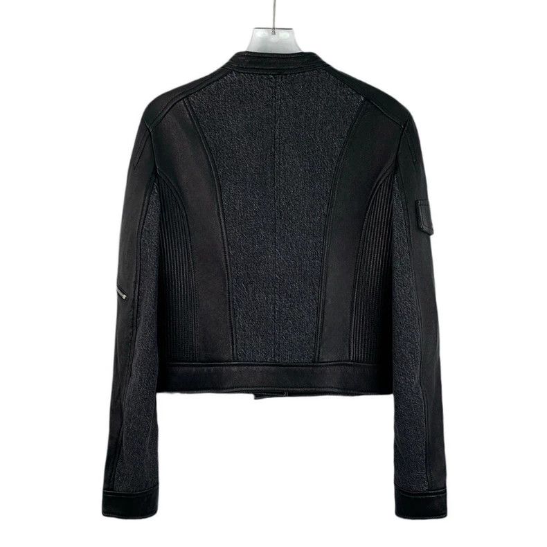 Versace Versace Black Leather Zip Long Sleeve Jacket Size M / US 6-8 / IT 42-44 - 2 Thumbnail