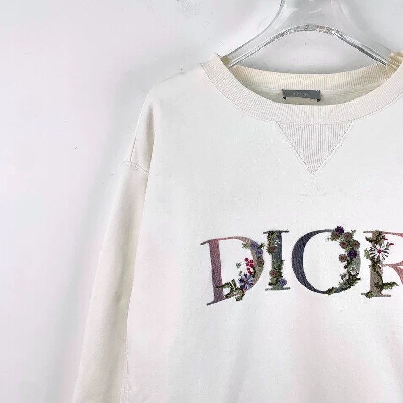 Dior Dior White Long Sleeve Embroidered Sweatshirt Size XL / US 12-14 / IT 48-50 - 3 Thumbnail