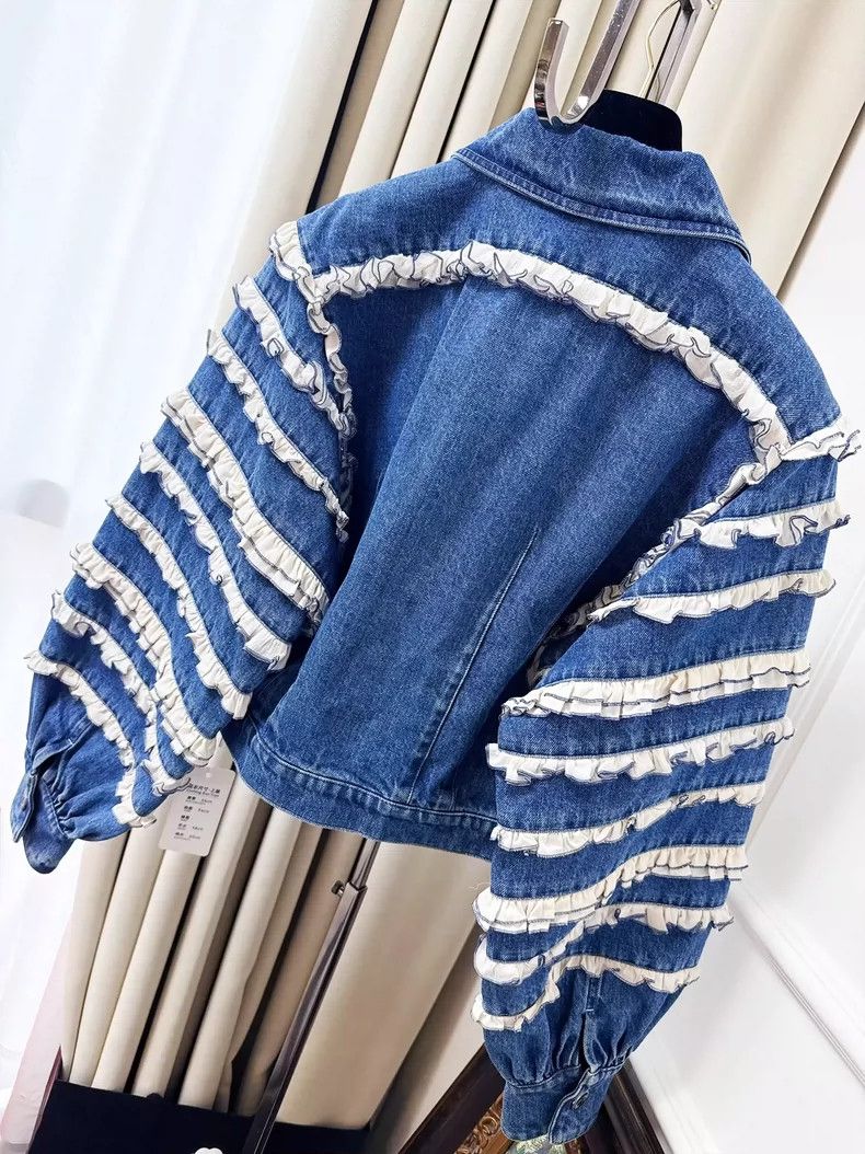 Chanel Chanel Denim Blue Ruffled Jacket Size S / US 4 / IT 40 - 4 Thumbnail