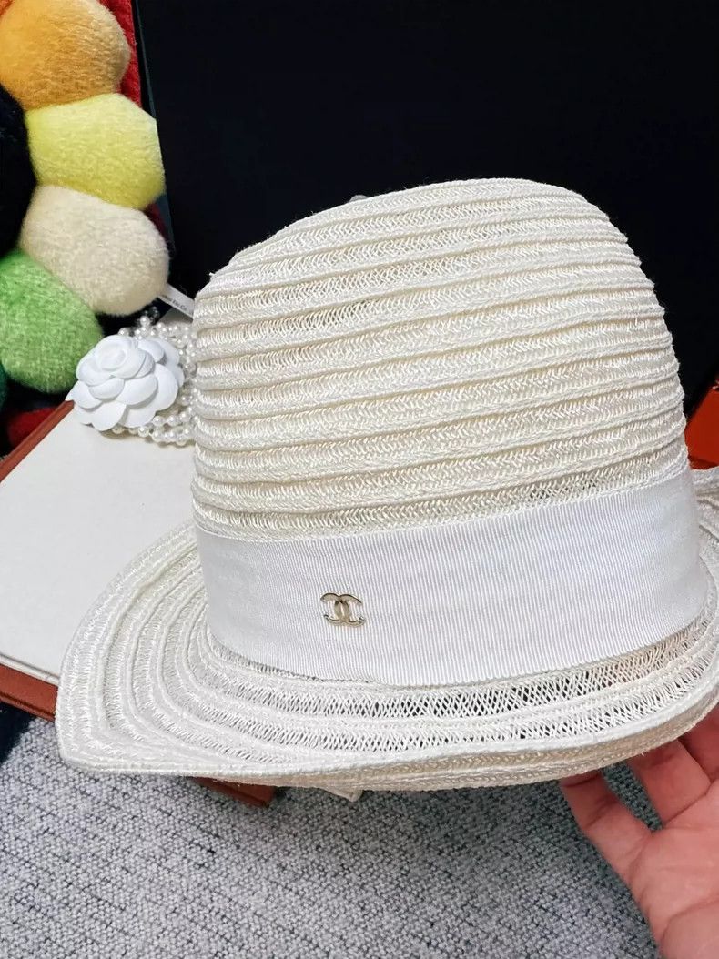 Chanel Chanel Narrow-Brim Sun Hat in Cream Color Size ONE SIZE - 2 Thumbnail
