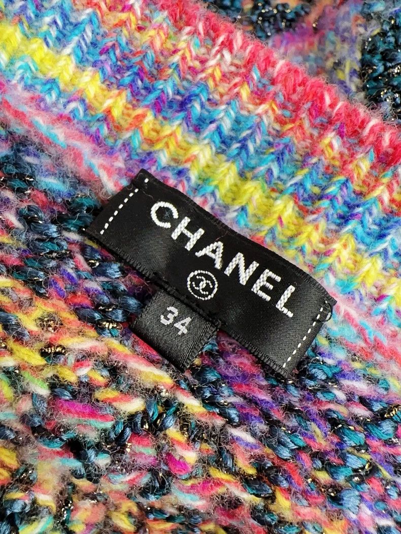 Chanel Chanel Colorful Houndstooth Knit Tank Top Size XS / US 0-2 / IT 36-38 - 4 Thumbnail