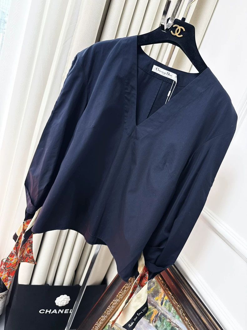 Dior Dior Deep Blue V-Neck Long Sleeve Top Size L / US 10 / IT 46 - 7 Thumbnail
