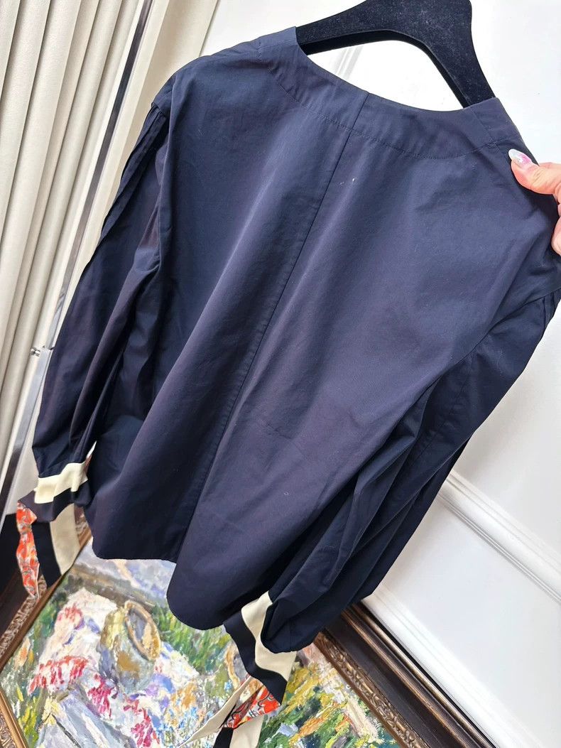Dior Dior Deep Blue V-Neck Long Sleeve Top Size L / US 10 / IT 46 - 3 Thumbnail