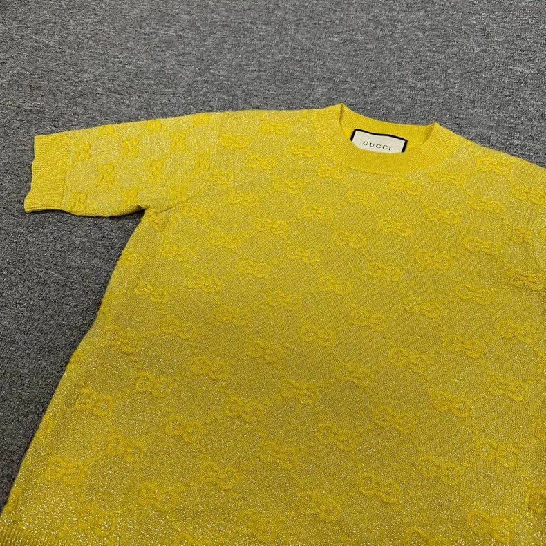 Gucci Gucci Yellow Printed Short Sleeve Knit Top Size XS / US 0-2 / IT 36-38 - 3 Thumbnail