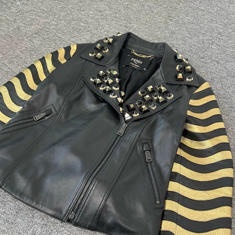 Fendi Fendi Studded Leather Motorcycle Jacket Size M / US 6-8 / IT 42-44 - 3 Thumbnail
