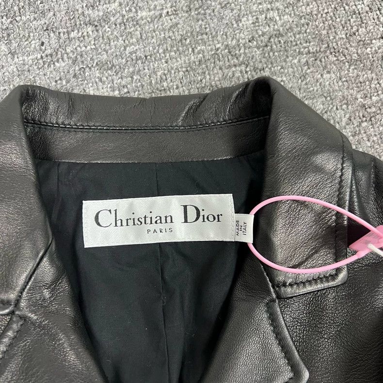 Dior Dior Black Leather Coat with Belt Size L / US 10 / IT 46 - 5 Thumbnail