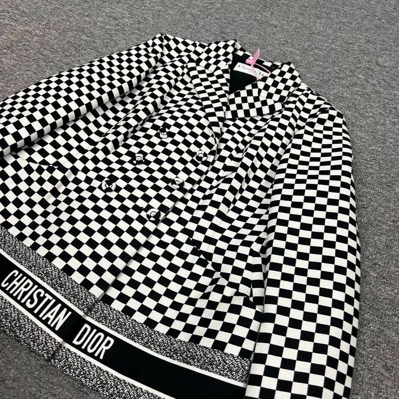 Dior Dior Checkered Blazer with Logo Design Size L / US 10 / IT 46 - 2 Thumbnail