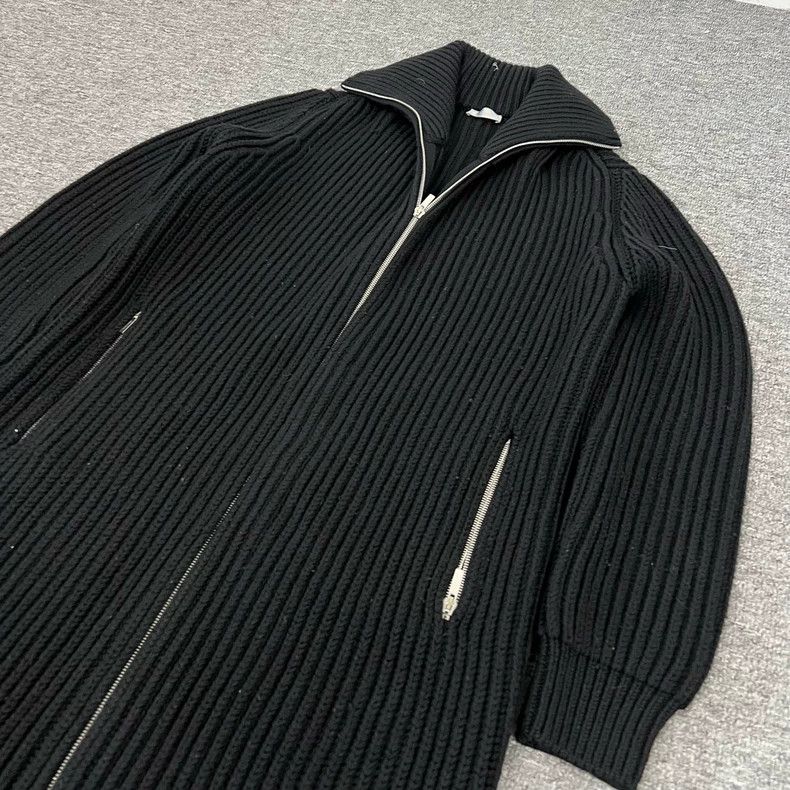 Dior Long Black Zip-Up Wool Knit Coat Size M / US 6-8 / IT 42-44 - 3 Thumbnail