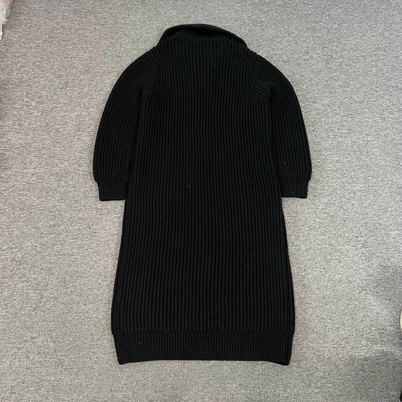 Dior Long Black Zip-Up Wool Knit Coat Size M / US 6-8 / IT 42-44 - 2 Thumbnail