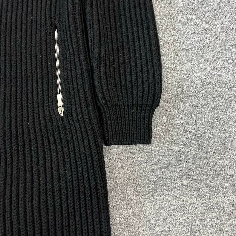 Dior Long Black Zip-Up Wool Knit Coat Size M / US 6-8 / IT 42-44 - 4 Thumbnail