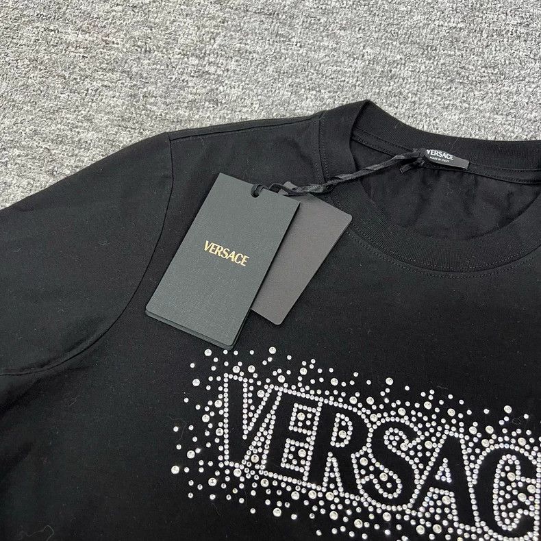Versace Versace Logo Short Sleeve T-Shirt with Rhinestones Size S / US 4 / IT 40 - 3 Thumbnail