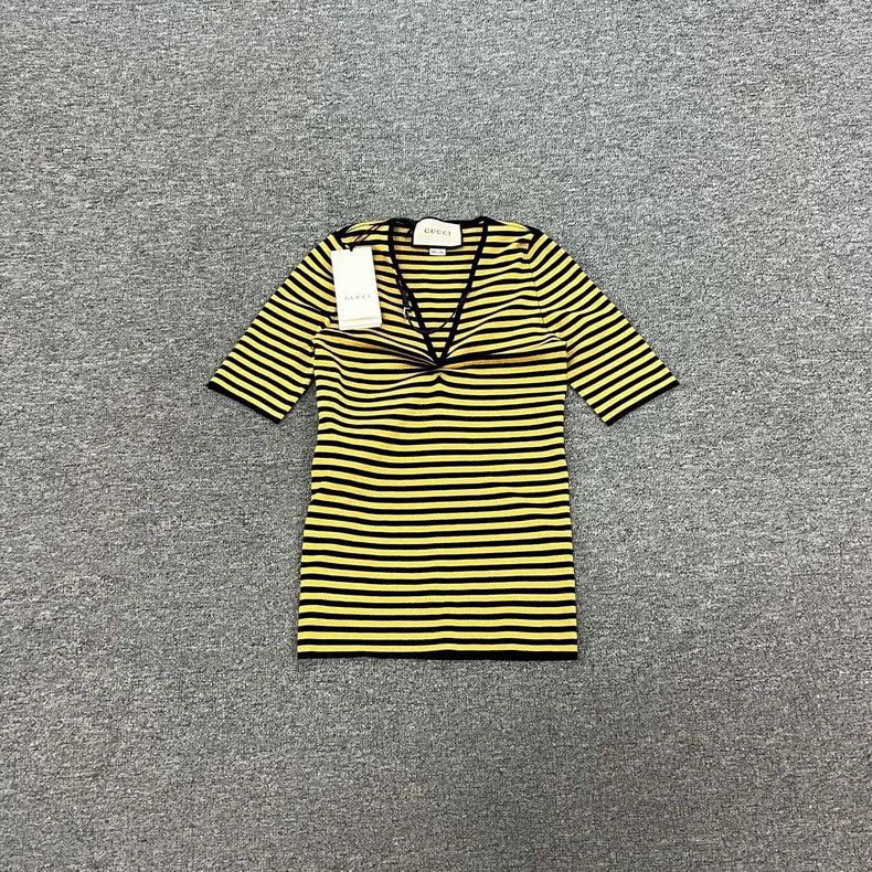 Gucci Gucci Striped Knitted Short Sleeve T-Shirt Size M / US 6-8 / IT 42-44 - 2 Thumbnail